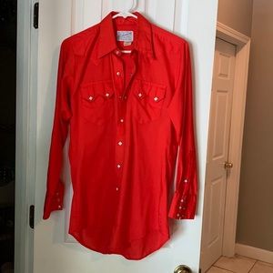 Red, Rockmont Ranch Wear, 15M, western shirt with pearl buttons, EUC